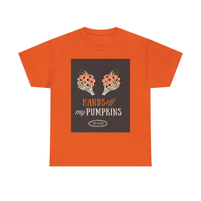 Pumpkin Defense Tee, Funny Halloween Shirt, Unisex Cotton Tshirt, Keep Your Hands Off, Fall Graphic Top