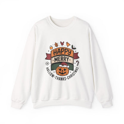 Festive Unisex Crewneck Sweatshirt - Happy Merry Holidays Design