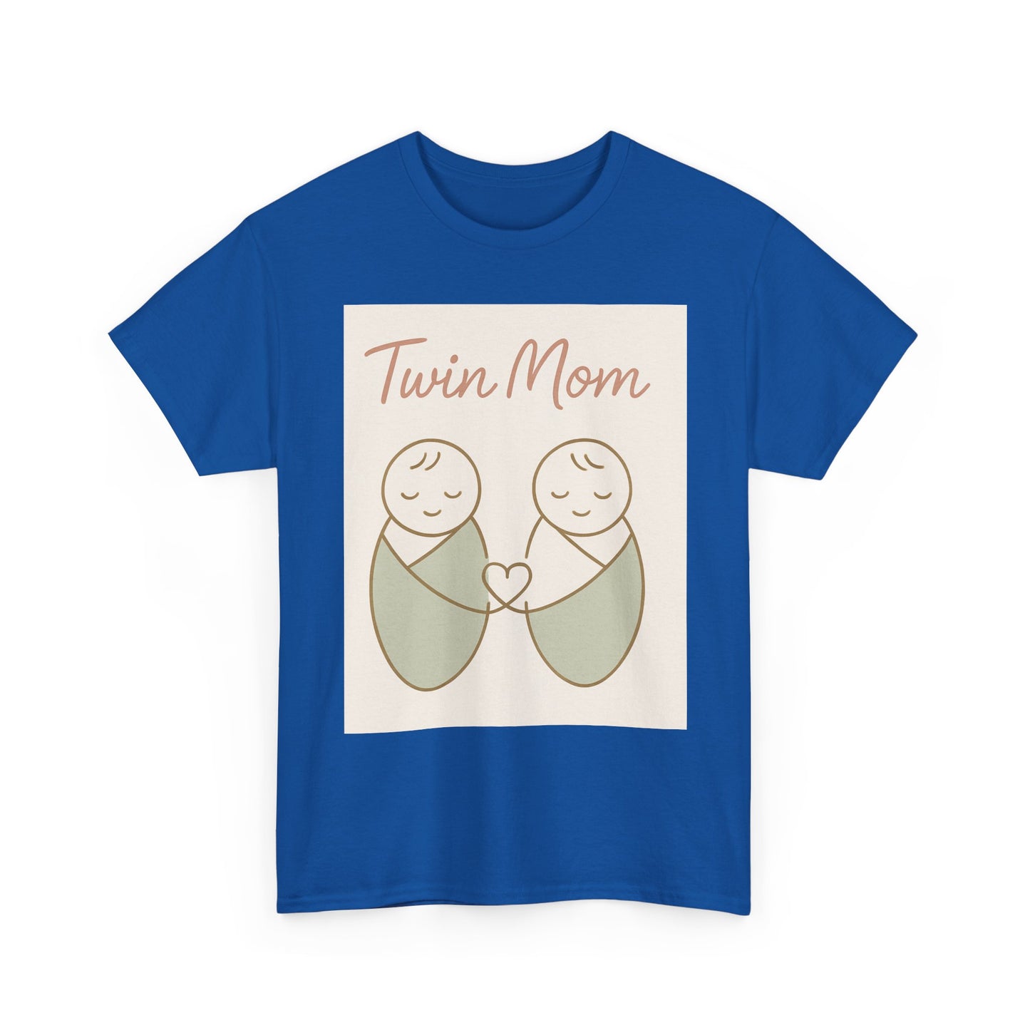 Twin Mom Heavy Cotton Tee - Cute Matching Design for Mothers