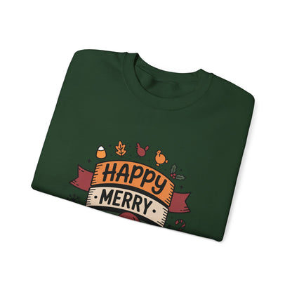 Festive Unisex Crewneck Sweatshirt - Happy Merry Holidays Design