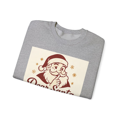 Christmas Sweatshirt – "Dear Santa, Define 'Good'" Retro Santa Holiday Crewneck