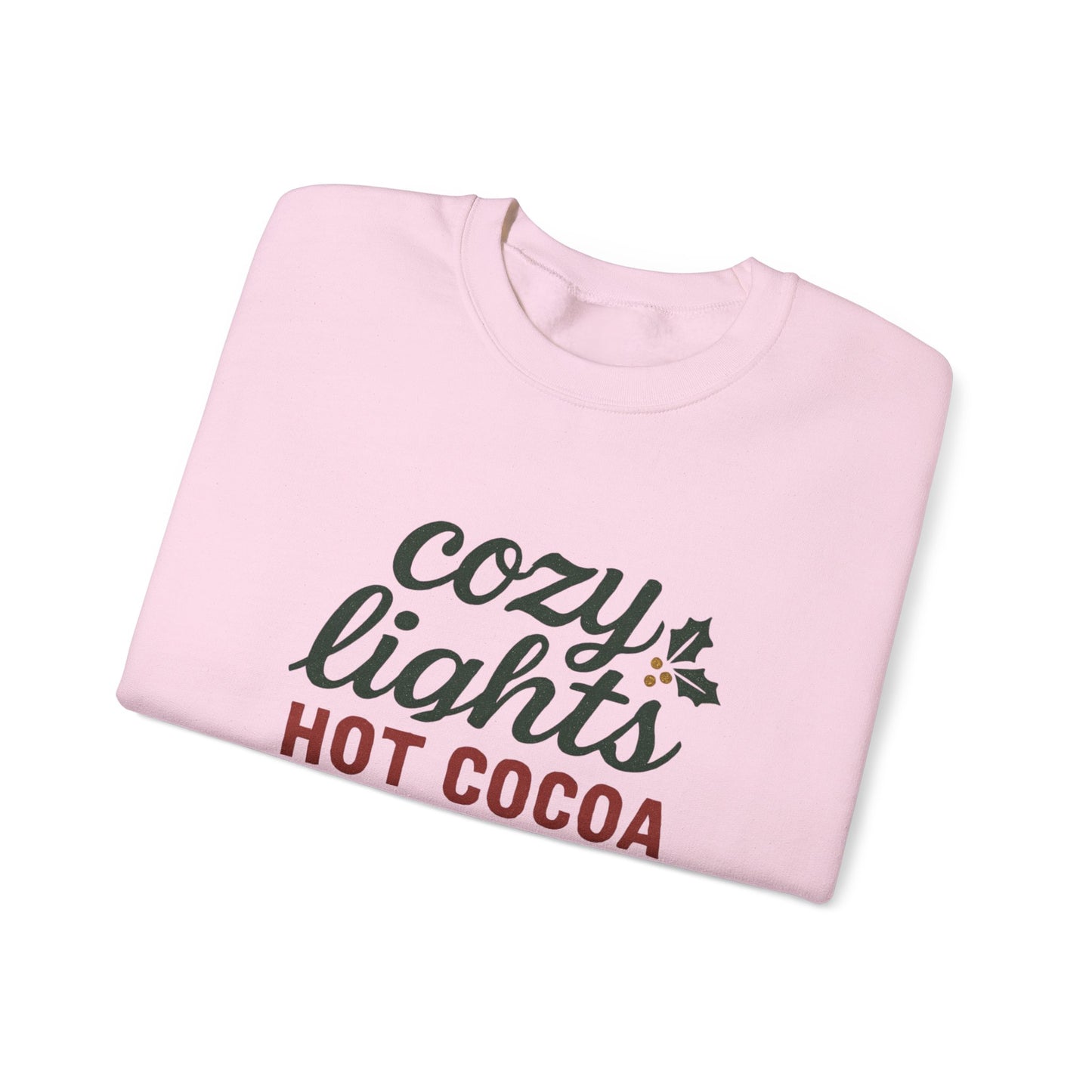 Cozy Lights Holiday Sweatshirt — "Cozy Lights Hot Cocoa & Carols" Christmas Crewneck
