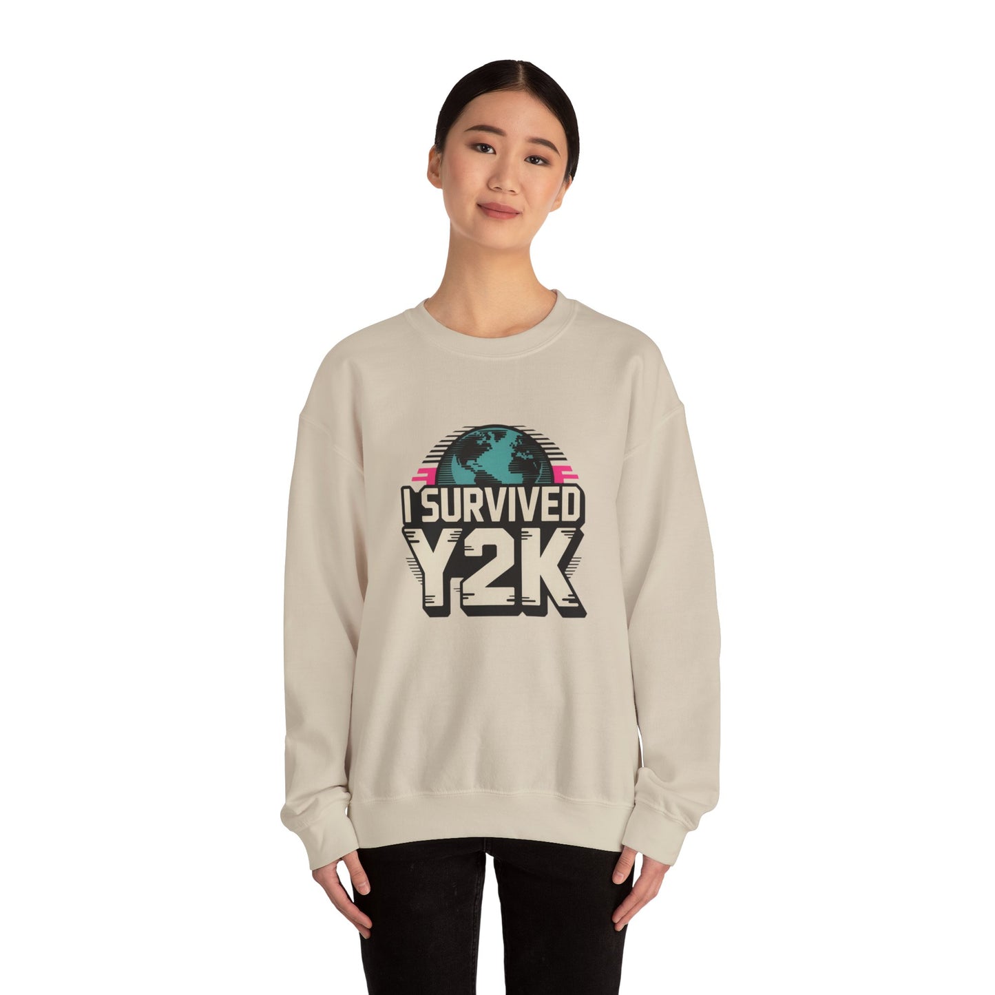 I Survived Y2K Sweatshirt | Retro Crewneck for Nostalgia Lovers, Unisex Gift, Y2K Birthday, Casual Wear, Vintage Style