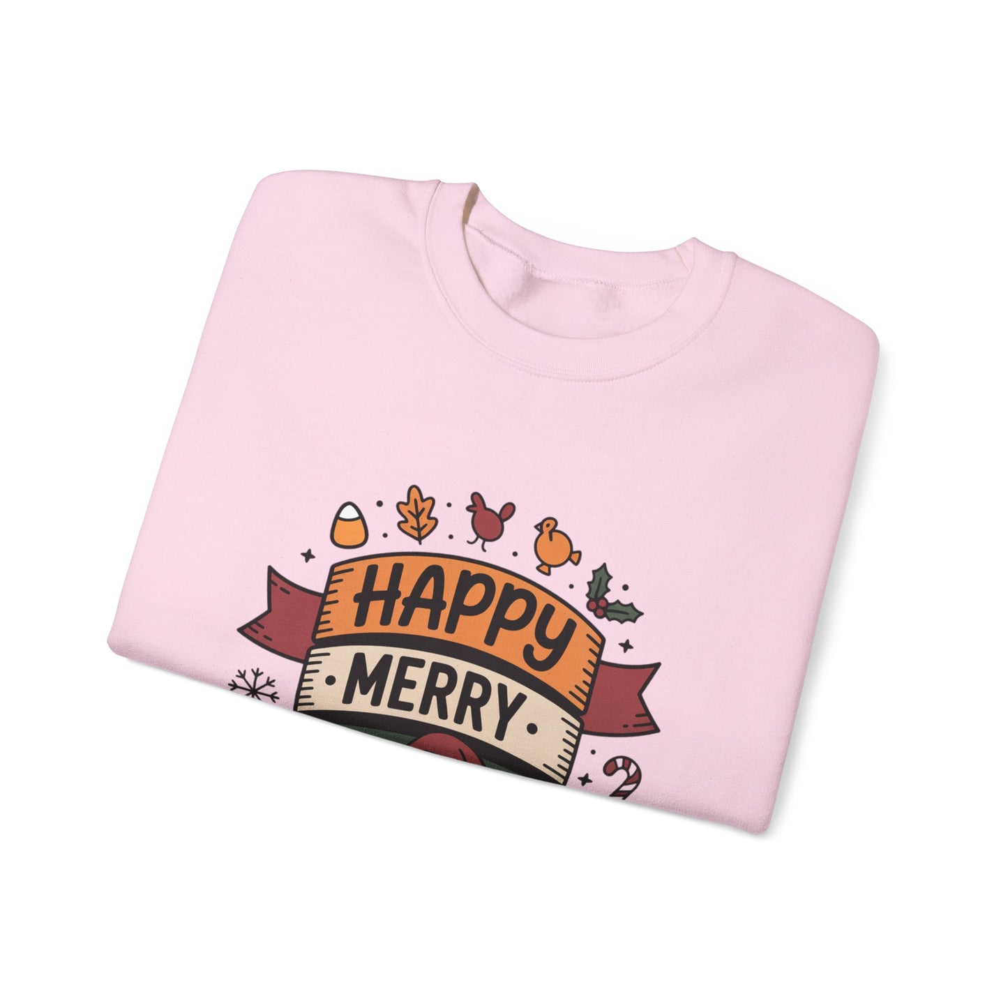 Festive Unisex Crewneck Sweatshirt - Happy Merry Holidays Design