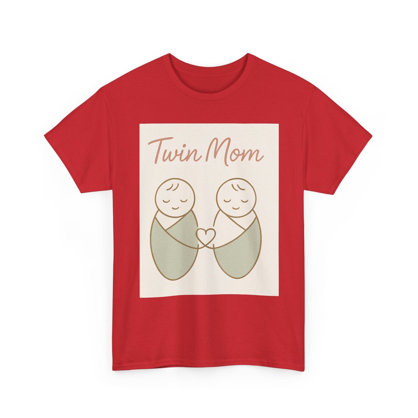 Twin Mom Heavy Cotton Tee - Cute Matching Design for Mothers