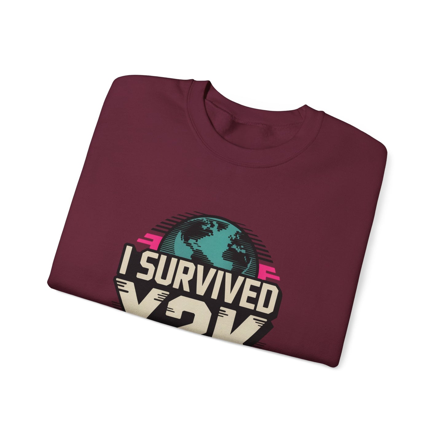 I Survived Y2K Sweatshirt | Retro Crewneck for Nostalgia Lovers, Unisex Gift, Y2K Birthday, Casual Wear, Vintage Style