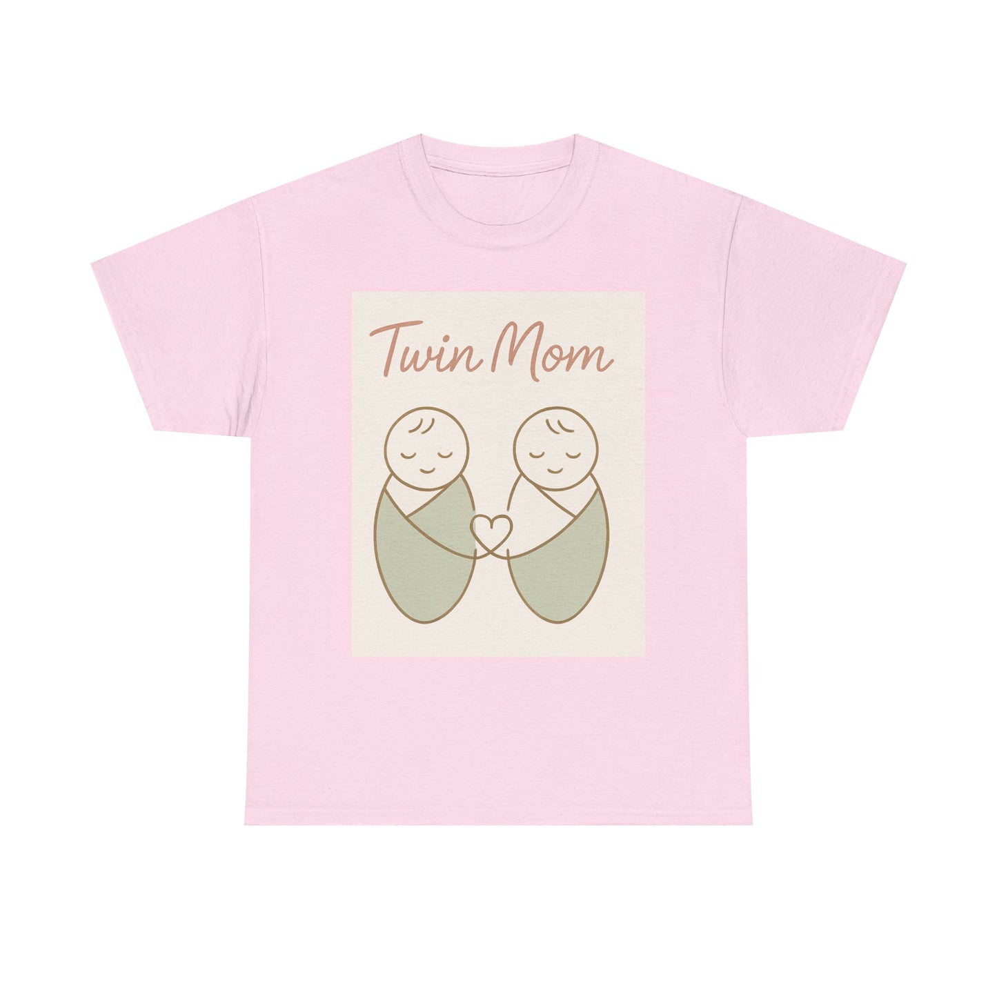 Twin Mom Heavy Cotton Tee - Cute Matching Design for Mothers