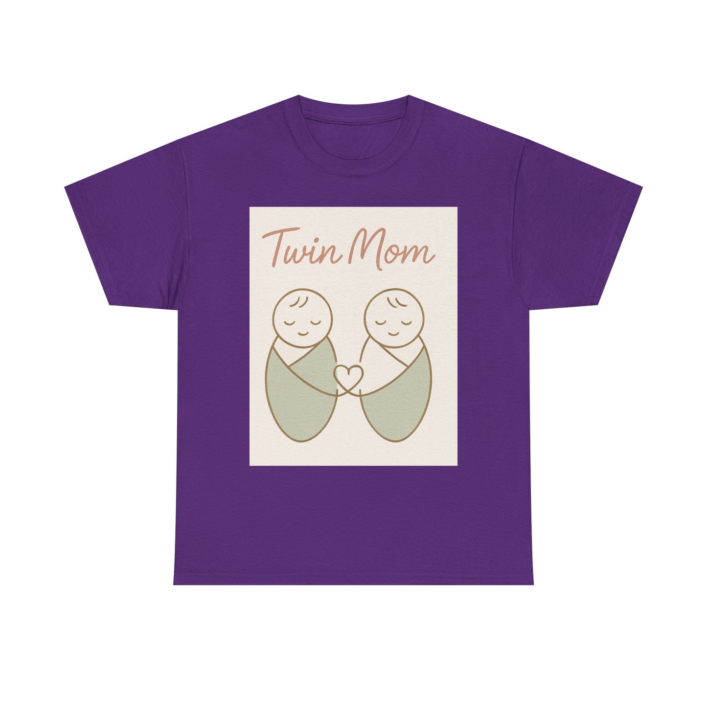 Twin Mom Heavy Cotton Tee - Cute Matching Design for Mothers