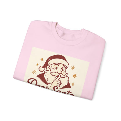 Christmas Sweatshirt – "Dear Santa, Define 'Good'" Retro Santa Holiday Crewneck