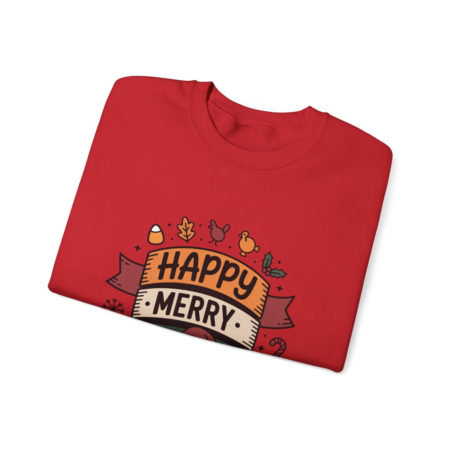 Festive Unisex Crewneck Sweatshirt - Happy Merry Holidays Design